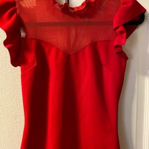 Elegant Red Ruffled Women's Top